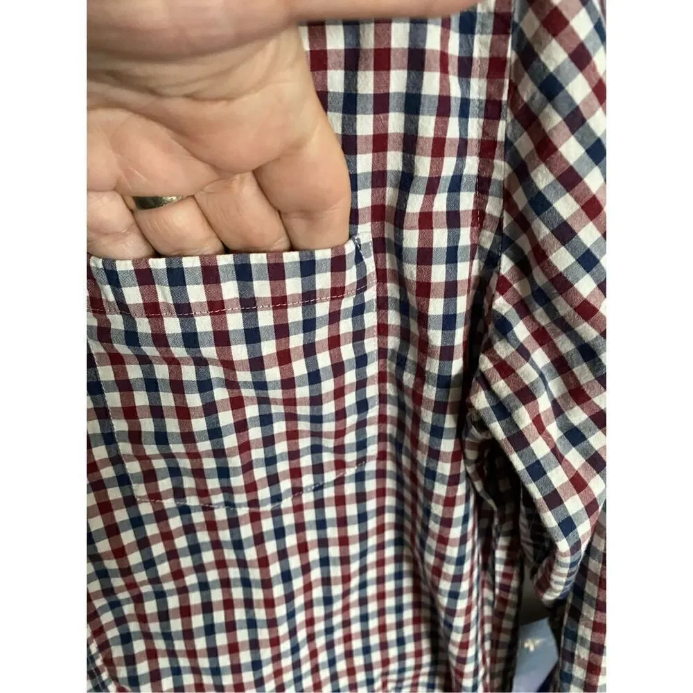 J.Crew mercantile, men’s slim fit checkered button front shirt, med